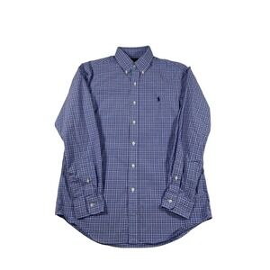 Polo Ralph Lauren Mens Classic Fit Plaid Button Down Shirt Blue Purple Medium